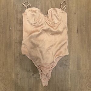 Zara size small silky light rose gold body suit